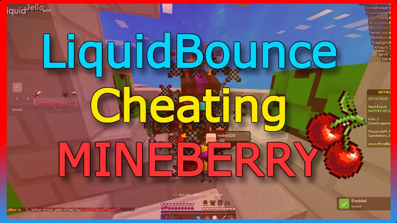 Cheating in Mineberry with LiquidBounce B100 !
