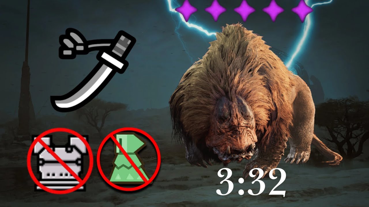 Long Sword can beat 5★ Tempered Alpha Doshaguma under 4 mins with NO armor【MHWilds】