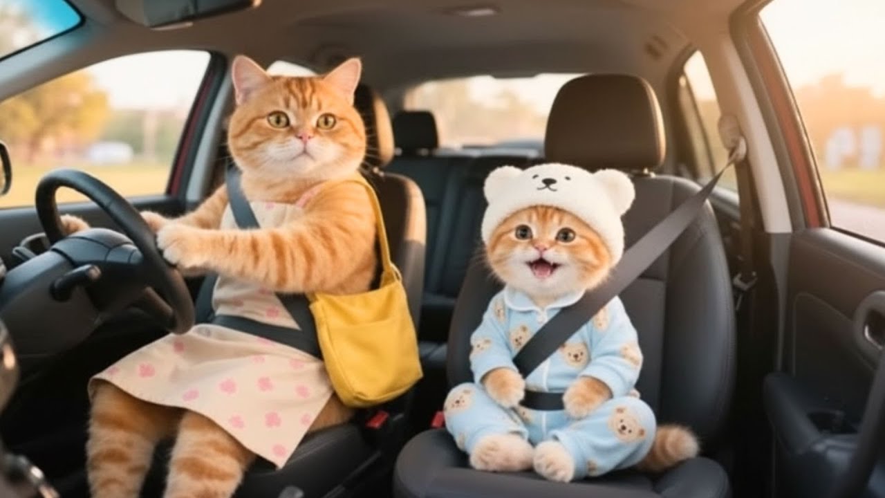 Mama Cat Teaches Pizza 🍕 — Ginger Kitten Becomes a Chef & Welcomes Friends 🎉🐾
