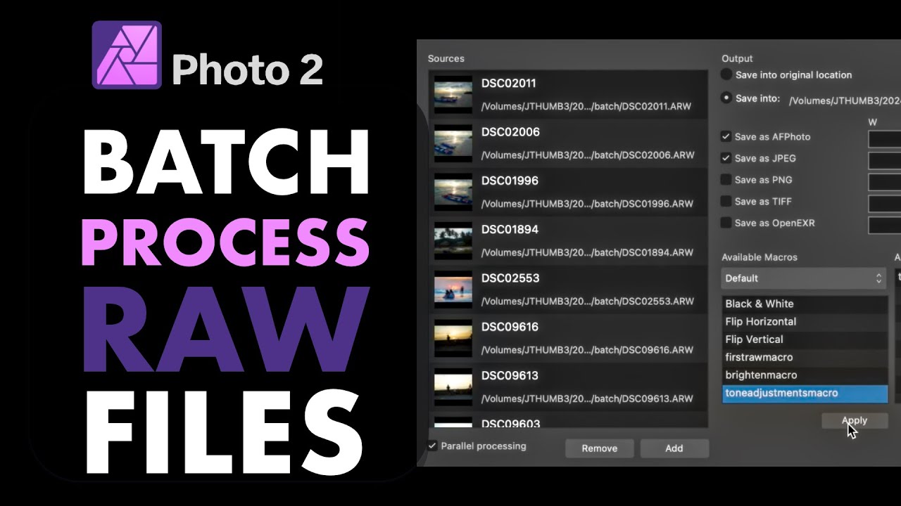 AFFINITY PHOTO: ОПТИМИЗИРУЙТЕ СВОЙ РАБОЧИЙ ПРОЦЕСС С ПОМОЩЬЮ ПАКЕТНОЙ ОБРАБОТКИ RAW-ФАЙЛОВ И ИСПО...
