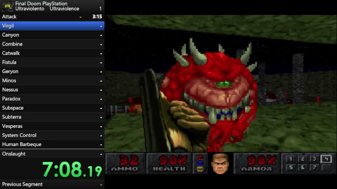 Final Doom PlayStation 1 Gioco Completo Full Game UV  Speedrun in 02:03:34:00 NOKO