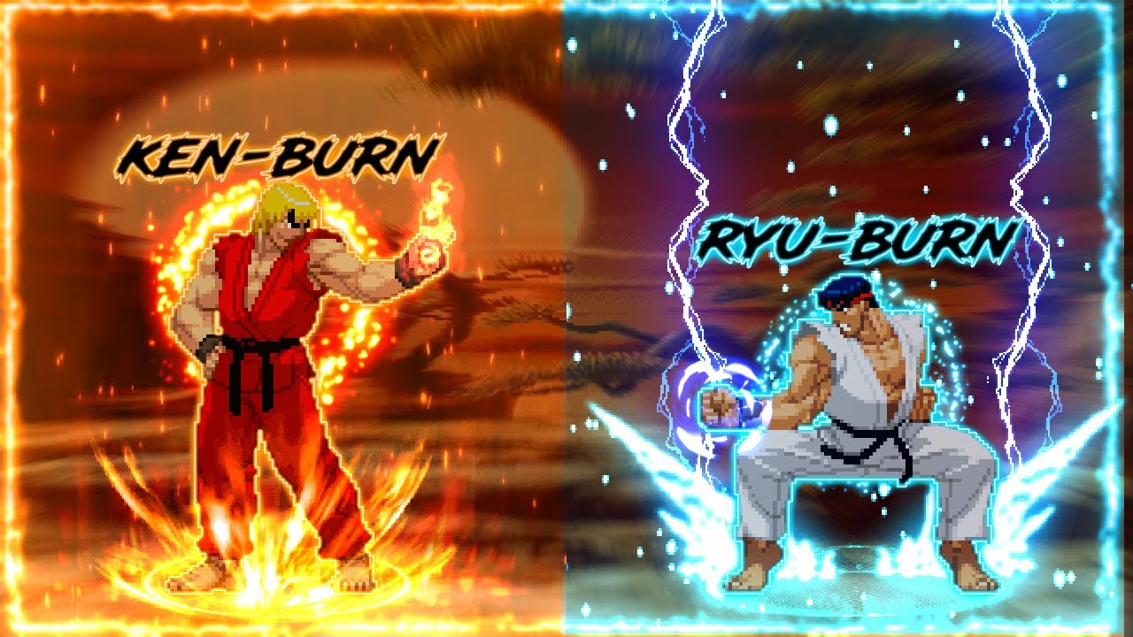 [MUGEN] ║ Ken-Burn vs Ryu-Burn  ║ [AI Match]