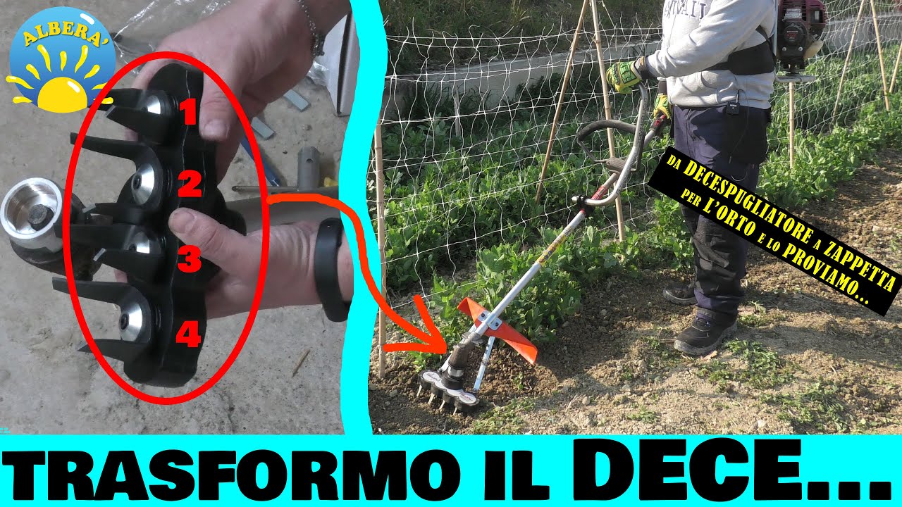 TRASFORMO IL DECESPUGLIATORE IN MOTOZAPPA / FRESA per l'ORTO A 4 ZAPPETTE!!! (E LO PROVO SUL CAMPO)