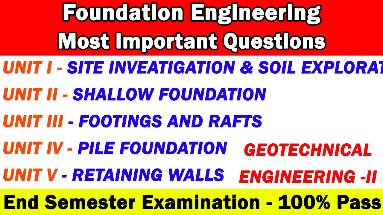 Foundation Engineering important questions, 16 mark questions for end semester examination, revision