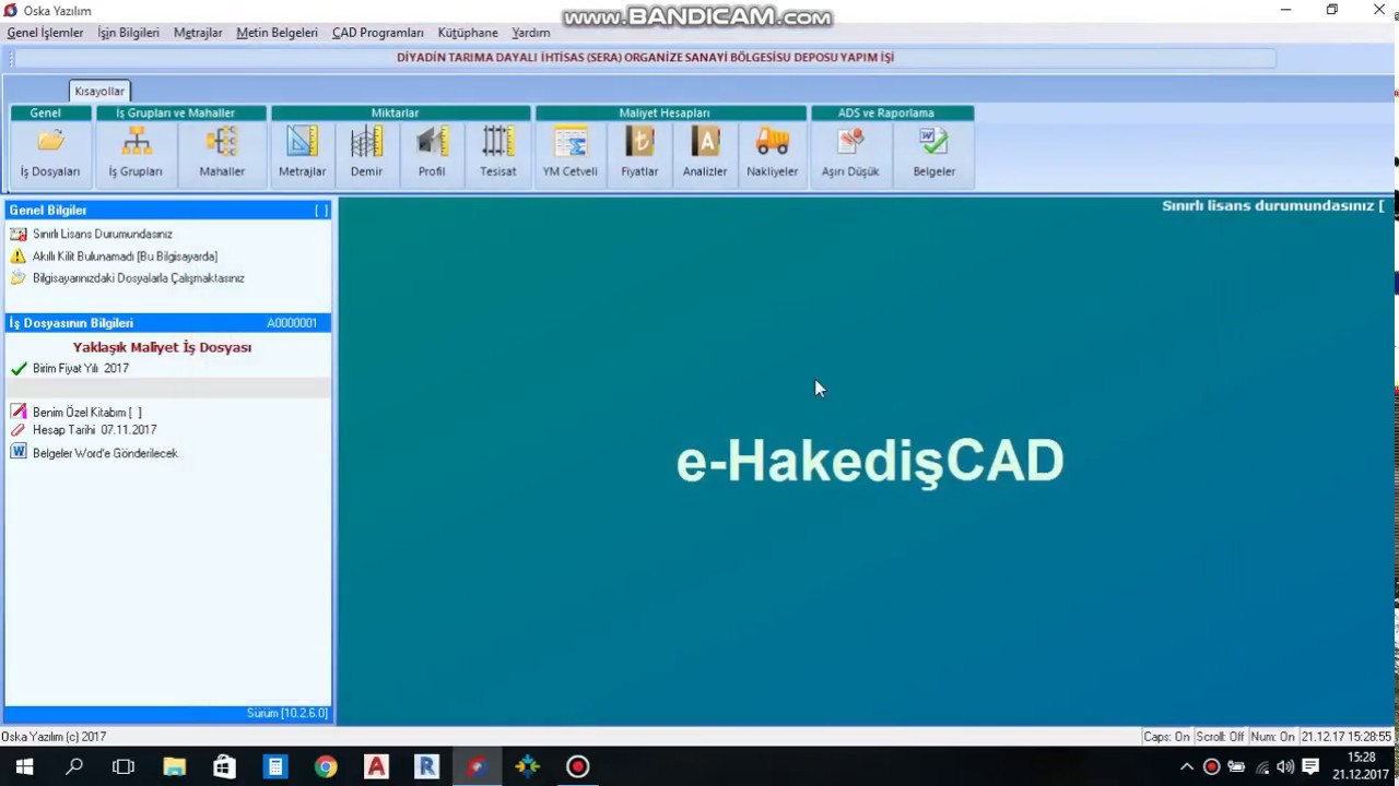Oska (e-hakedişCAD) programında iş dosyası açmak ,metraj ve poz eklemek.