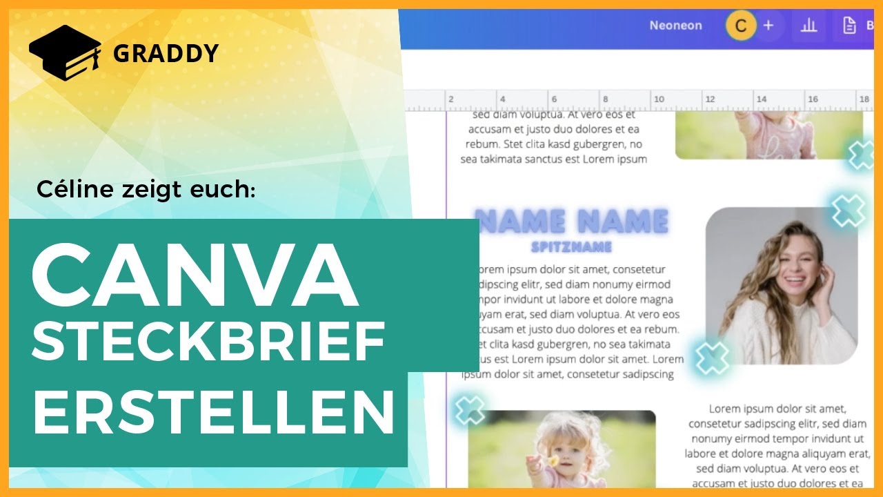 Abizeitung Steckbrief in Canva - C&eacute;line zeigt euch wie es klappt