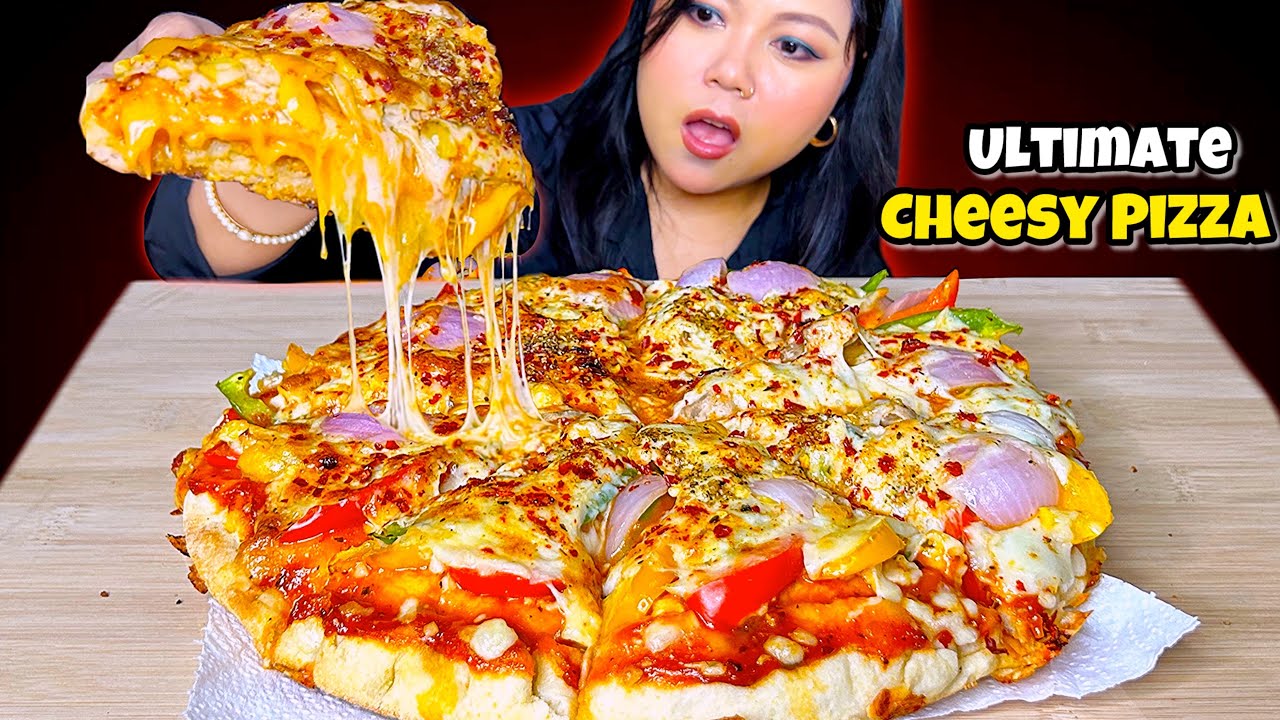 Eating Ultimate Cheese Burst Pizza 🧀🍕 | Homemade Pizza Mukbang