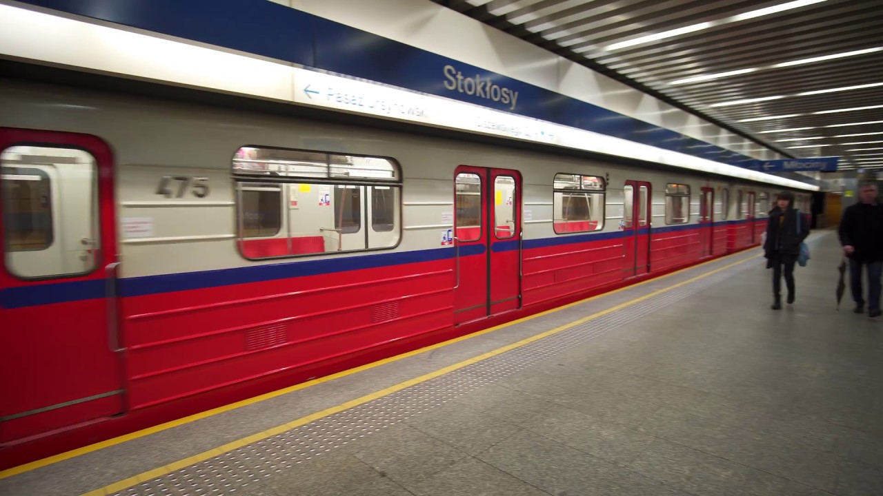 Poland, Warsaw, metro trains at Stokłosy station