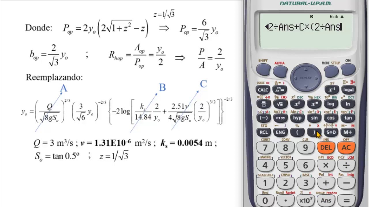 Formula Iterativa para calcular la Profundidad Normal en un canal trapecial de sección óptima
