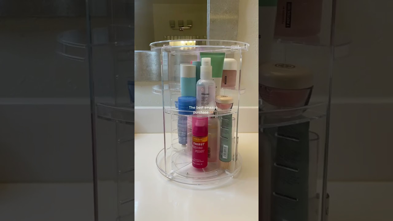 This rotating organizer is literally life changing✨ #makeuporganization #skincarecollection
