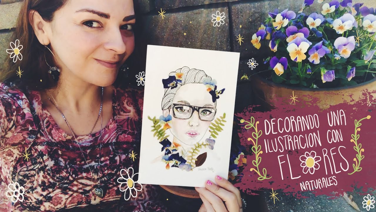 Cómo decorar una ilustración con flores secas prensadas. 🌸🌿✂️