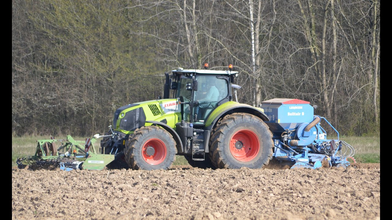 CLAAS AXION 840 et LEMKEN solitair 9 et FRANQUET SYNCHROSPIRE