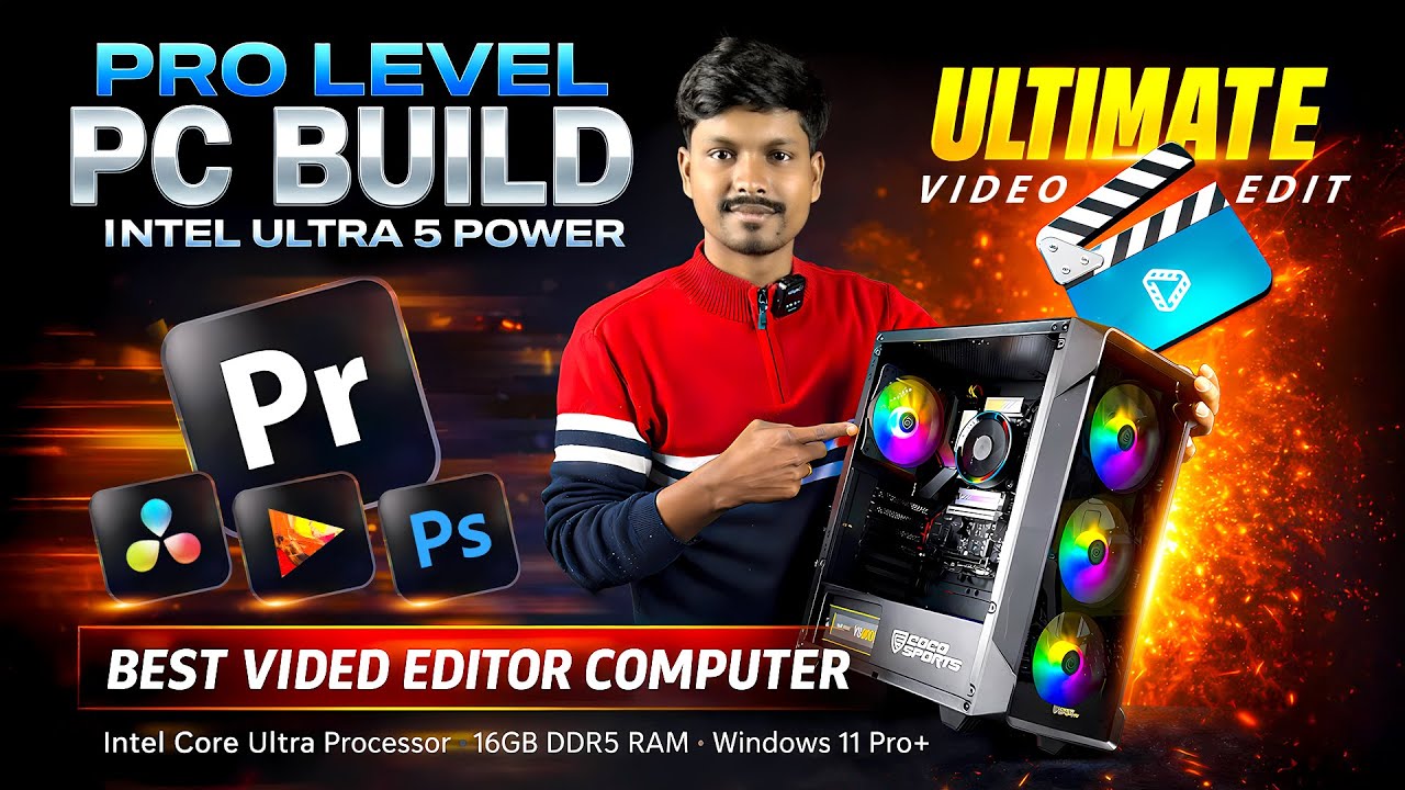Best Video Editing PC Build in India 2026 – Intel Ultra5 + Corsair DDR5!💻4K Editing