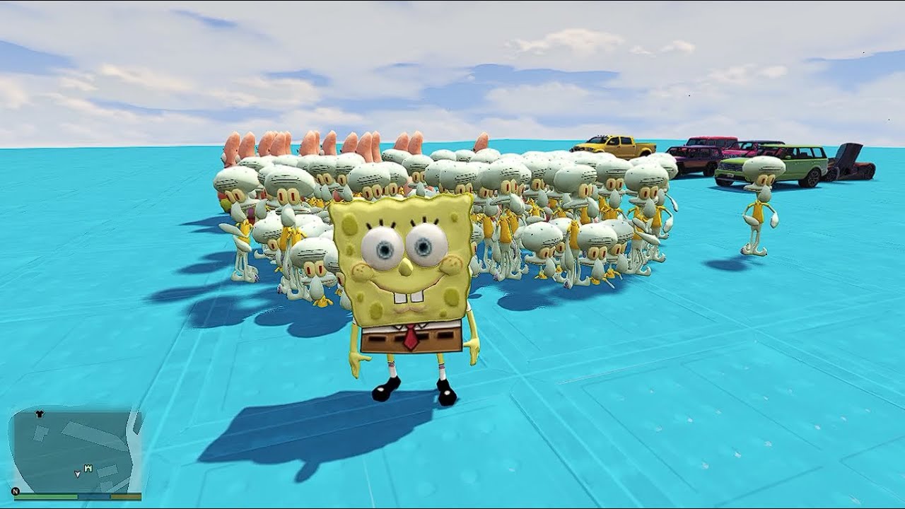 Satisfying Car Crash and FALL with SPONGEBOB and PATRICK | SQUIDWARD | GTA V