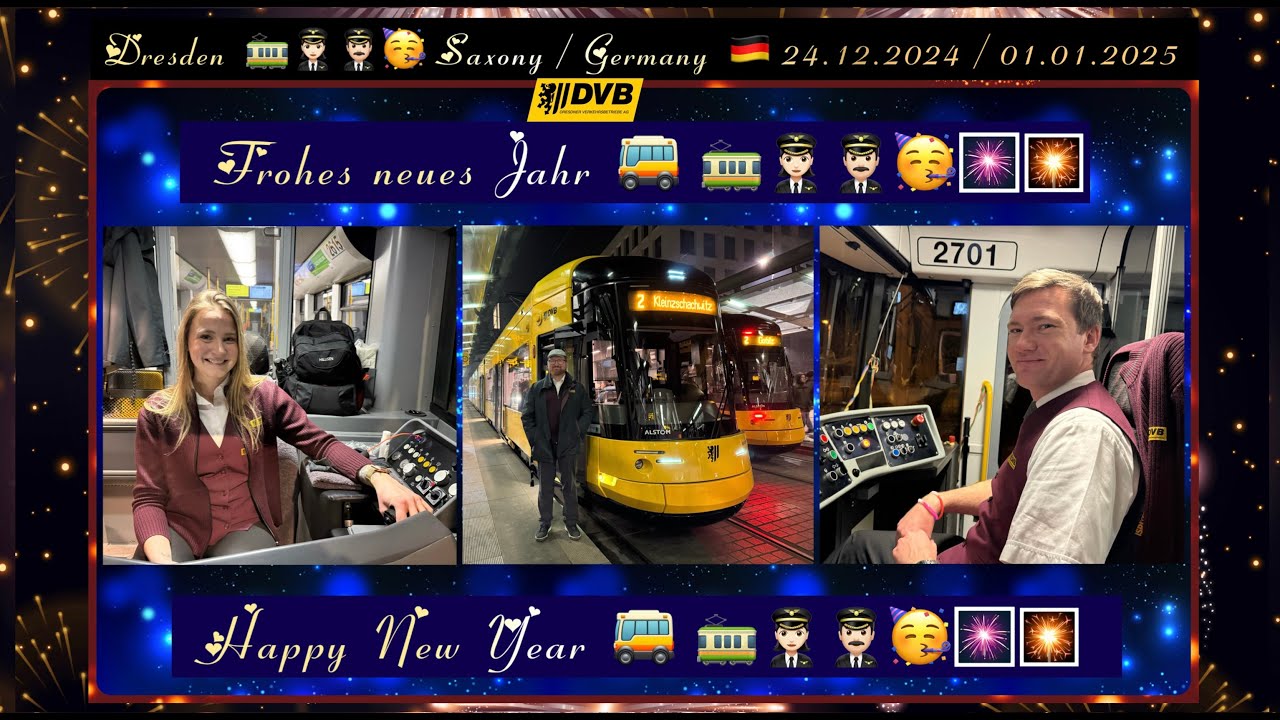 Straßenbahn-Impressionen und nette Kollegen am Silvester- und Neujahrstag / 31.12.2024 / 01.01.2025
