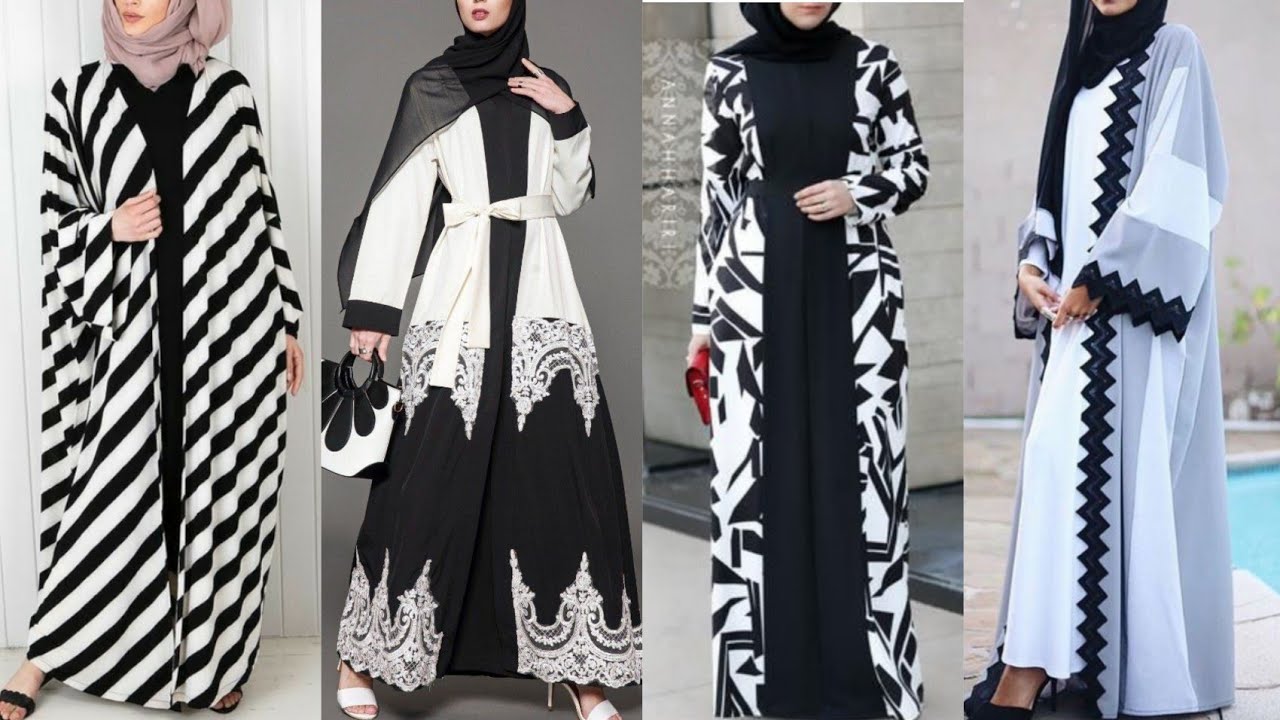 very unique & Stunning Black & White Muslim Abaya Designs for Hijabi Girls