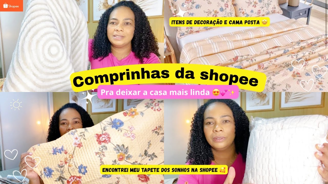 💕Comprinhas na shopee para casa | itens de decoração, cama posta, meu tapete dos sonhos 🥰
