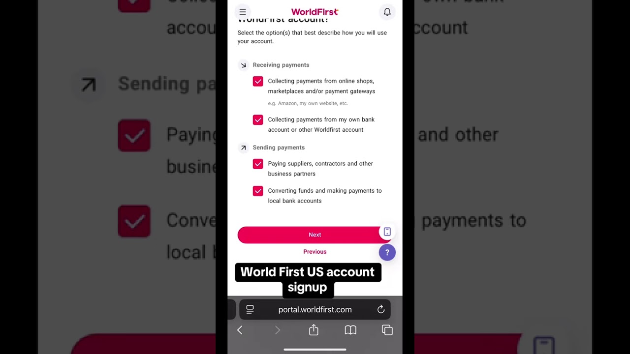 World First account signup