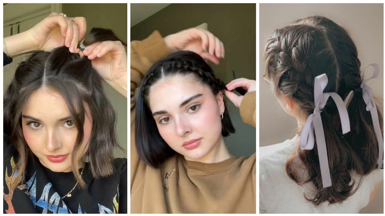 تسريحات شعر قصير  للمدرسة 🥰~👑 Short Hairstyle Tutorials #تسريحات شعر 2024