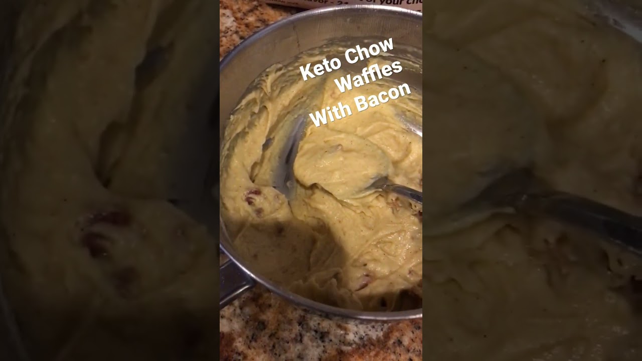 Keto Chow PECAN STICKY BUN Waffles with Bacon #keto #ketochow #weightlossjourney