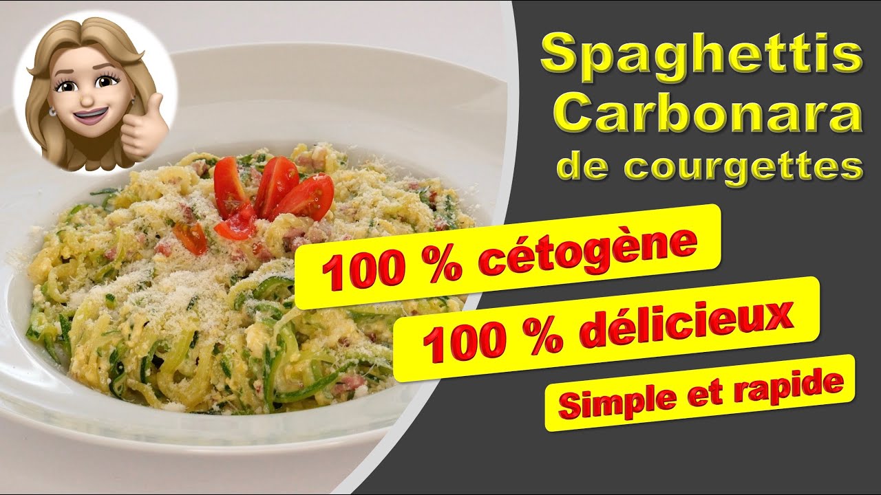 Spaghettis carbonara de courgettes, recette cétogène
