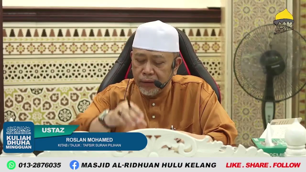 kuliah Dhuha Selasa 27/01/2026 Ustaz Roslan Mohamed