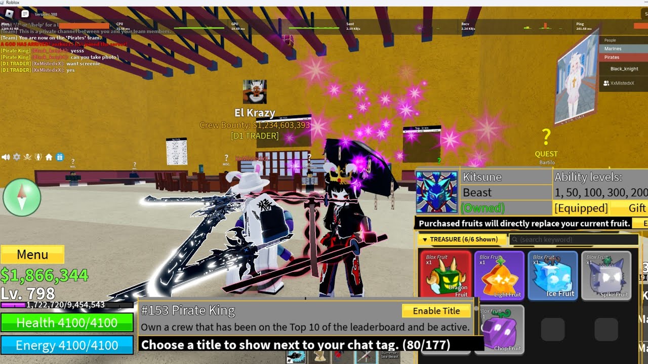 The Pirate King👑 Low Level PvP Go to 30M Marine🐢🪐