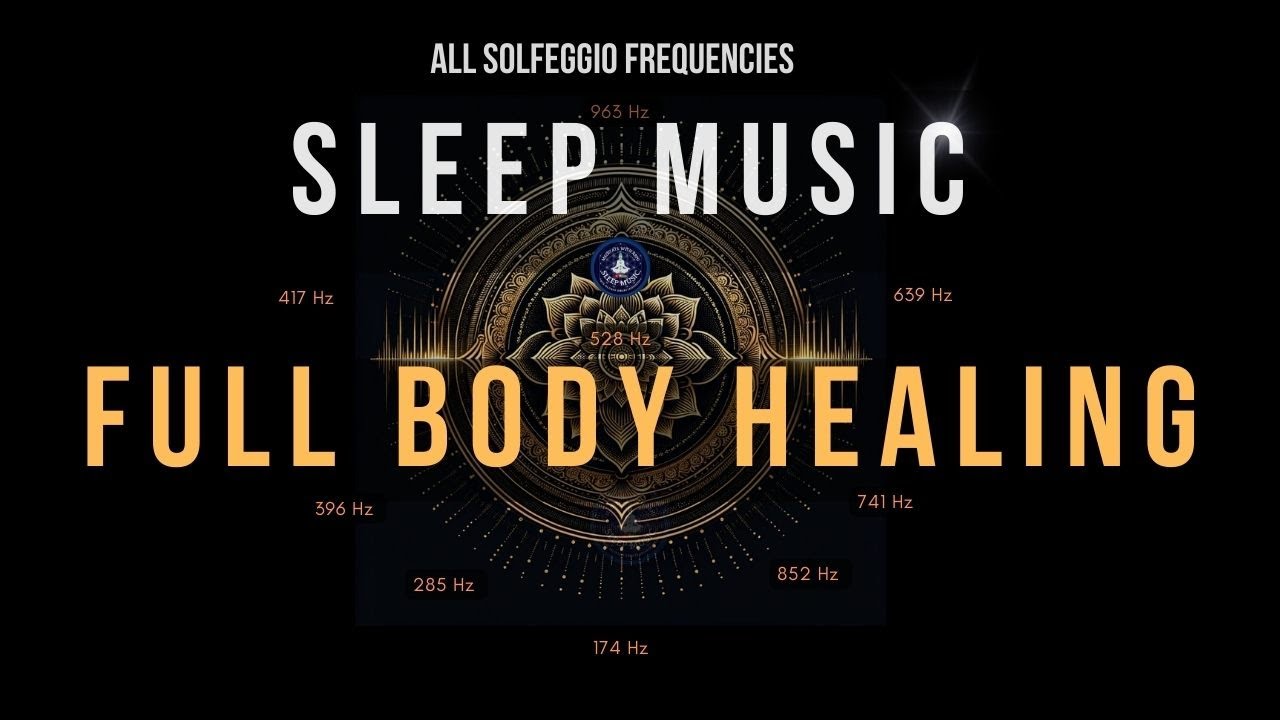 BLACK SCREEN SLEEP MUSIC ☯ All 9 Solfeggio Frequencies ☯ Body Healing