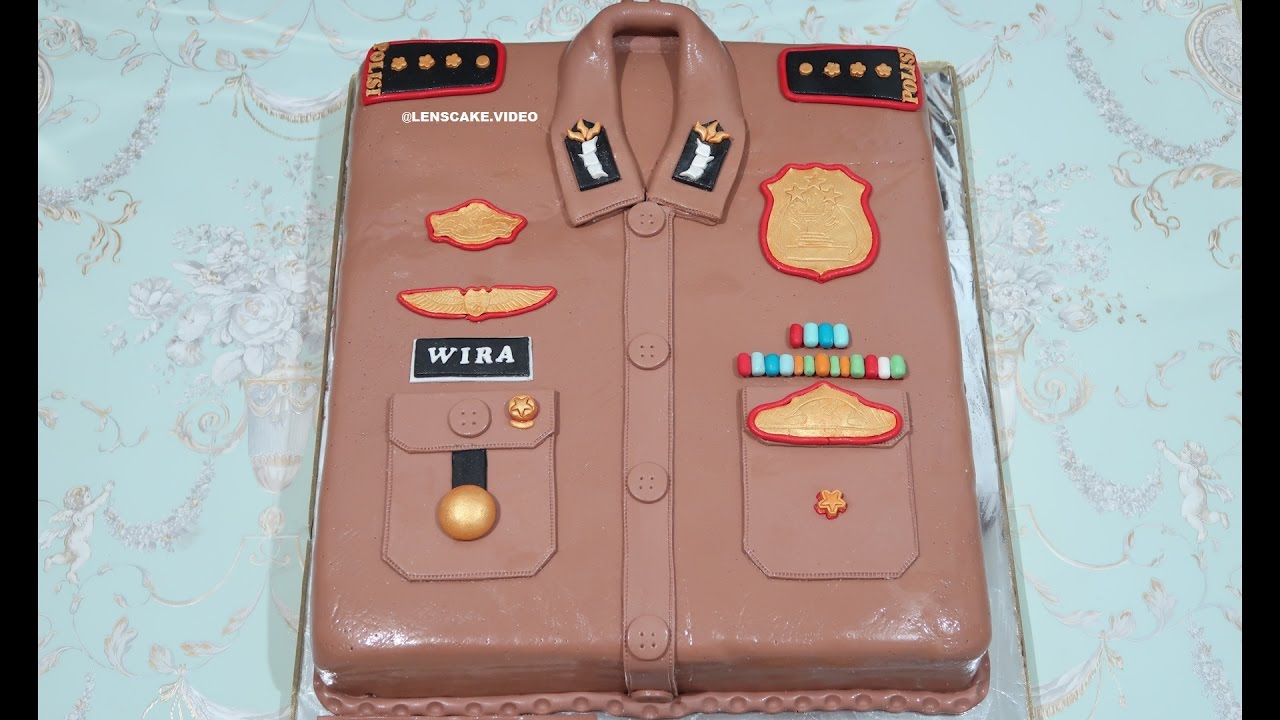 KUE BESAR 50CM! CARA MEMBUAT KUE ULANG TAHUN BAJU POLISI - HOW TO MAKE BIRTHDAY CAKE