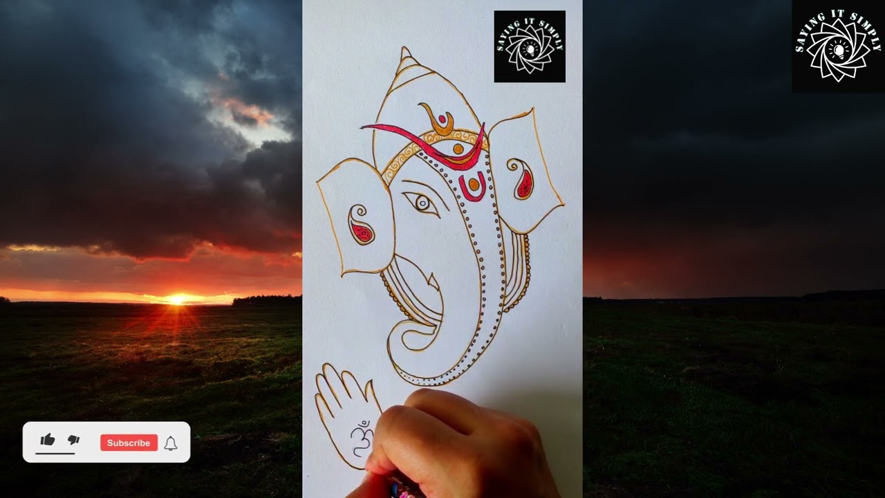 Ganapati Bapa Morya | Step by Step | How to draw Ganapati Ganraja |  with audio Ganesh Arti
