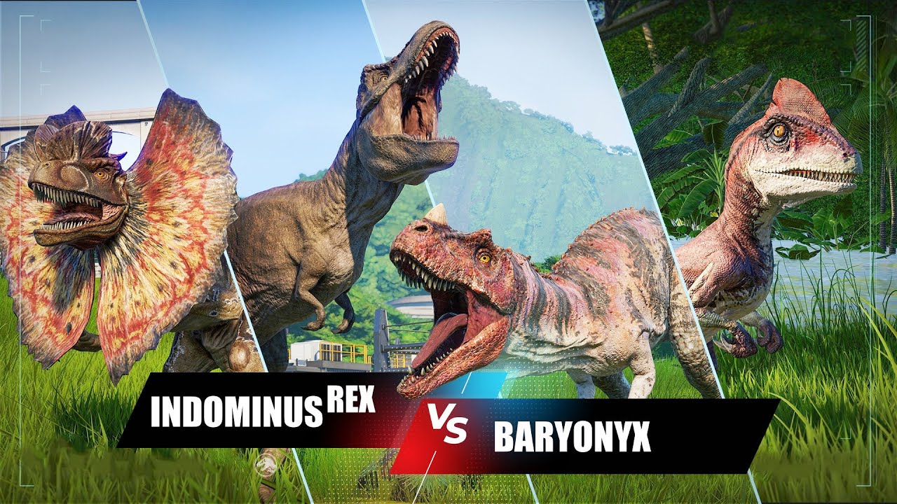 Dinosaur fight Indominus rex VS Baryonyxi Game Jurassic world evolution