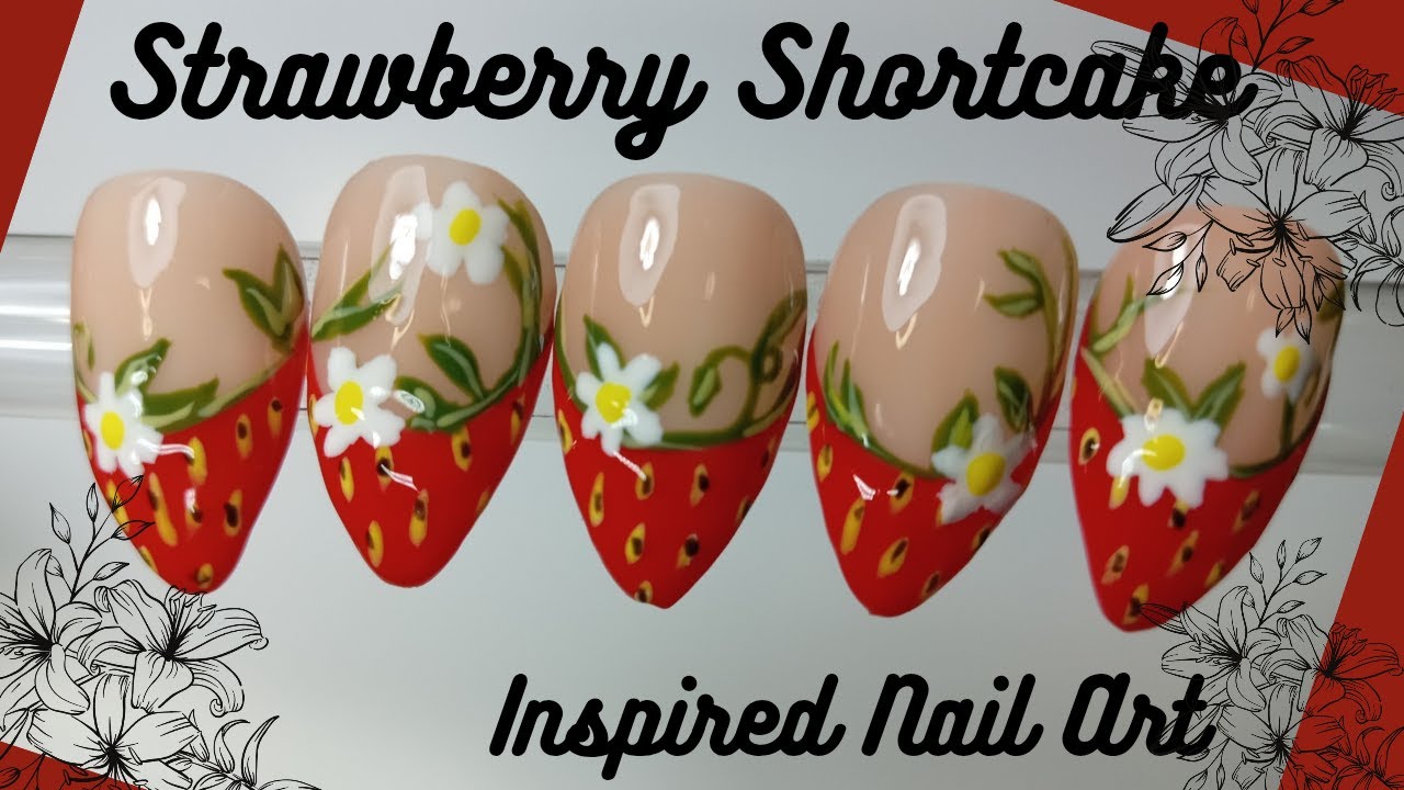 Strawberry Shortcake Inspired Nail Art