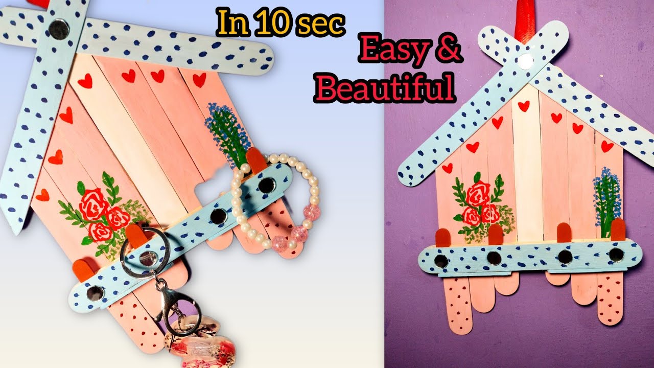Icecream stick Craft in 10 second 😍/ DIY key holder 