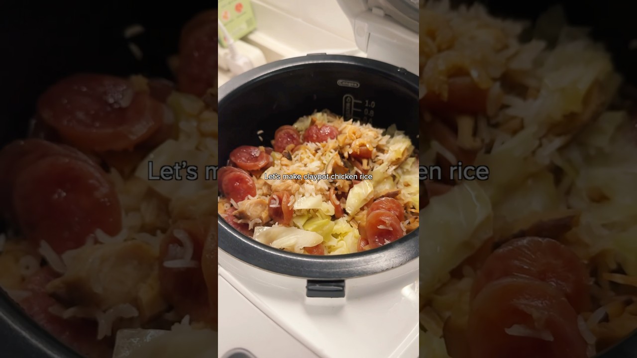 Claypot chicken rice in a rice cooker
