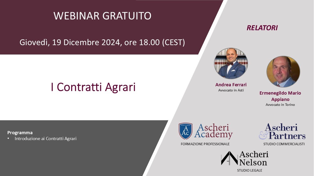 Webinar: I Contratti Agrari