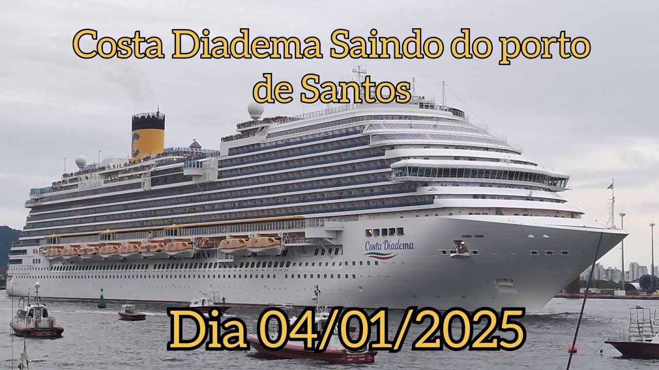Costa Diadema Saindo do porto de Santos dia 04/01/2025 (o título está errado no começo do video)