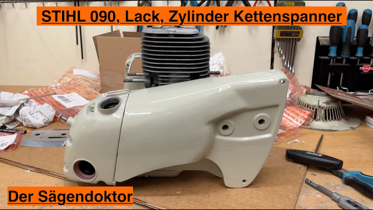 STIHL 090 restauration Teil 6 Zylinder & Kettenspanner montieren #stihl #kettensäge #restoration