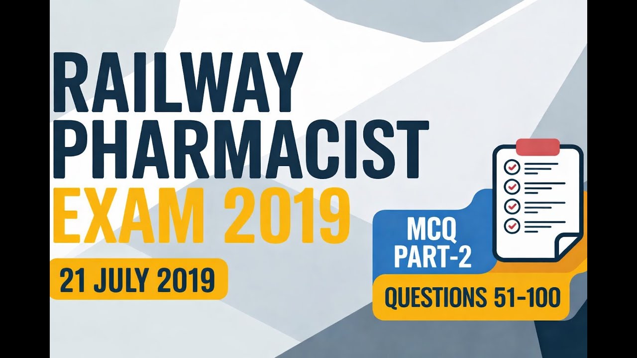 RRB Pharmacist 2019 Question Paper MCQ | 21 July Exam | Part 2 #governmentjobs #pharmcist #rrb