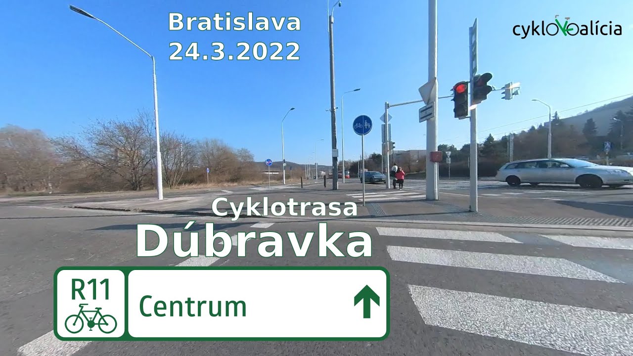 Cyklotrasa R11 Dúbravka - centrum (Bratislava), prejazd 24.3.2022