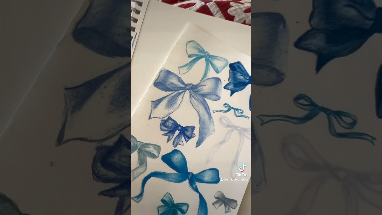 Bows💙 #bow #drawingtutorial #drawing #coloredpencils #coquette