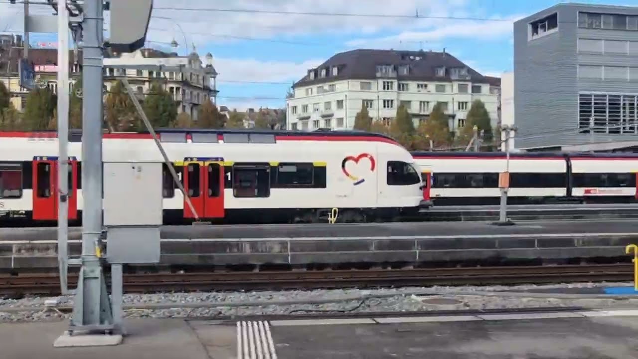 Switzerland scenic train ride: Holiday Inn Express to Lucerne Stn via Mattenhof Stn (4K UHD)