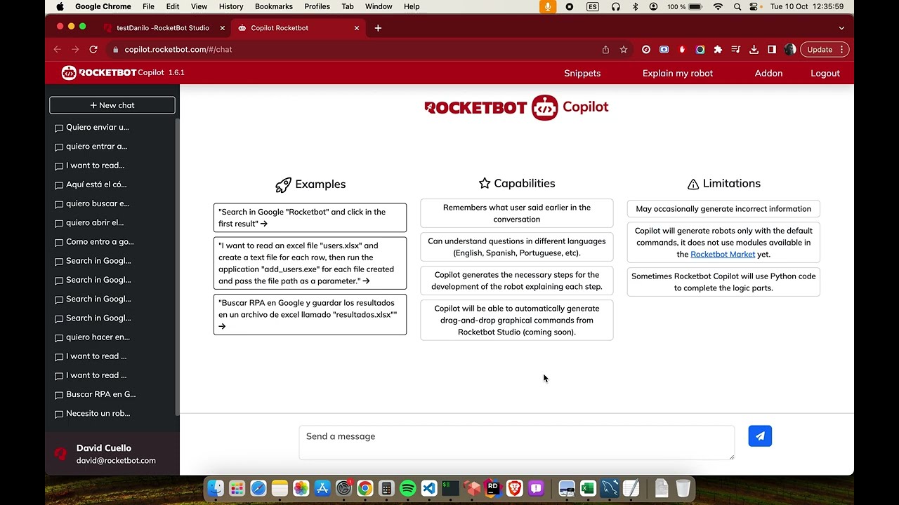 Copilot de Rocketbot Studio