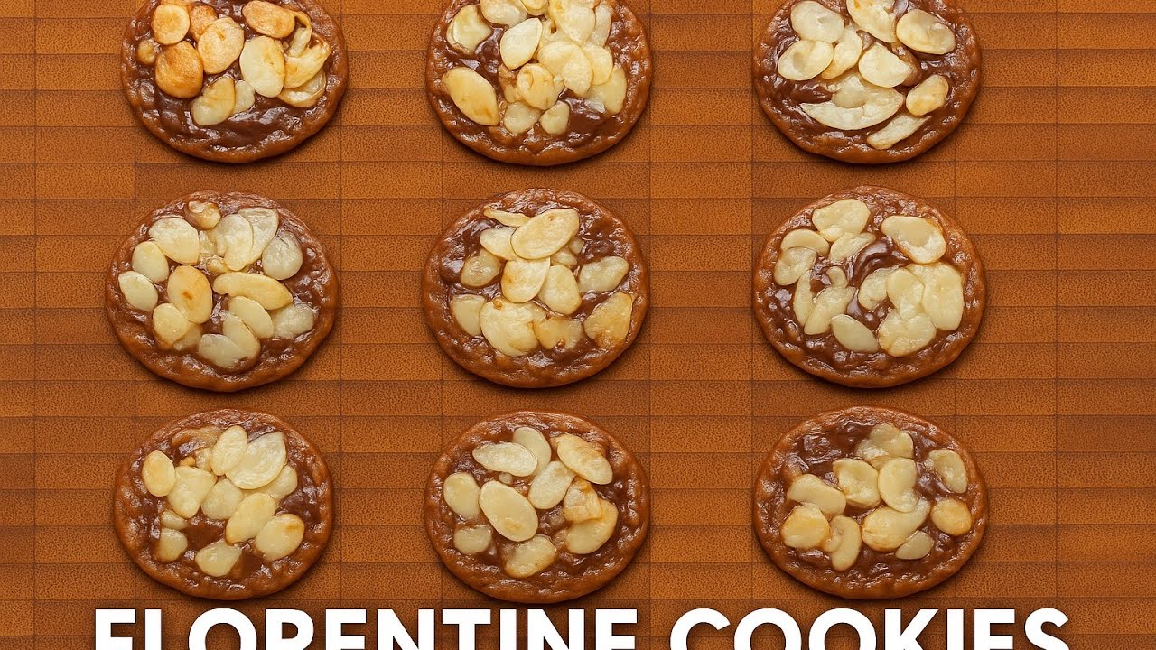 Florentines • Caramel-kissed discs filled with almonds and swirled chocolate 