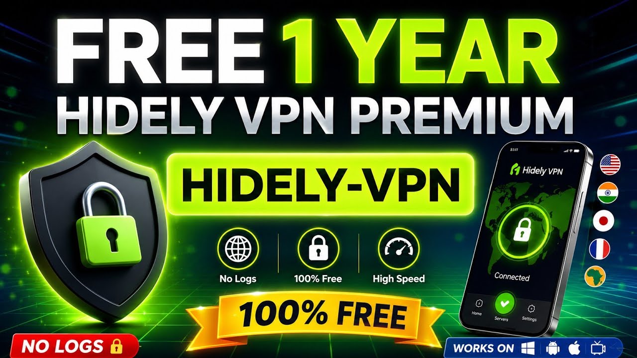 FREE 1 Year Hidely VPN Premium  🔥 | Complete Setup Guide (2026) | Fast & Secure VPN