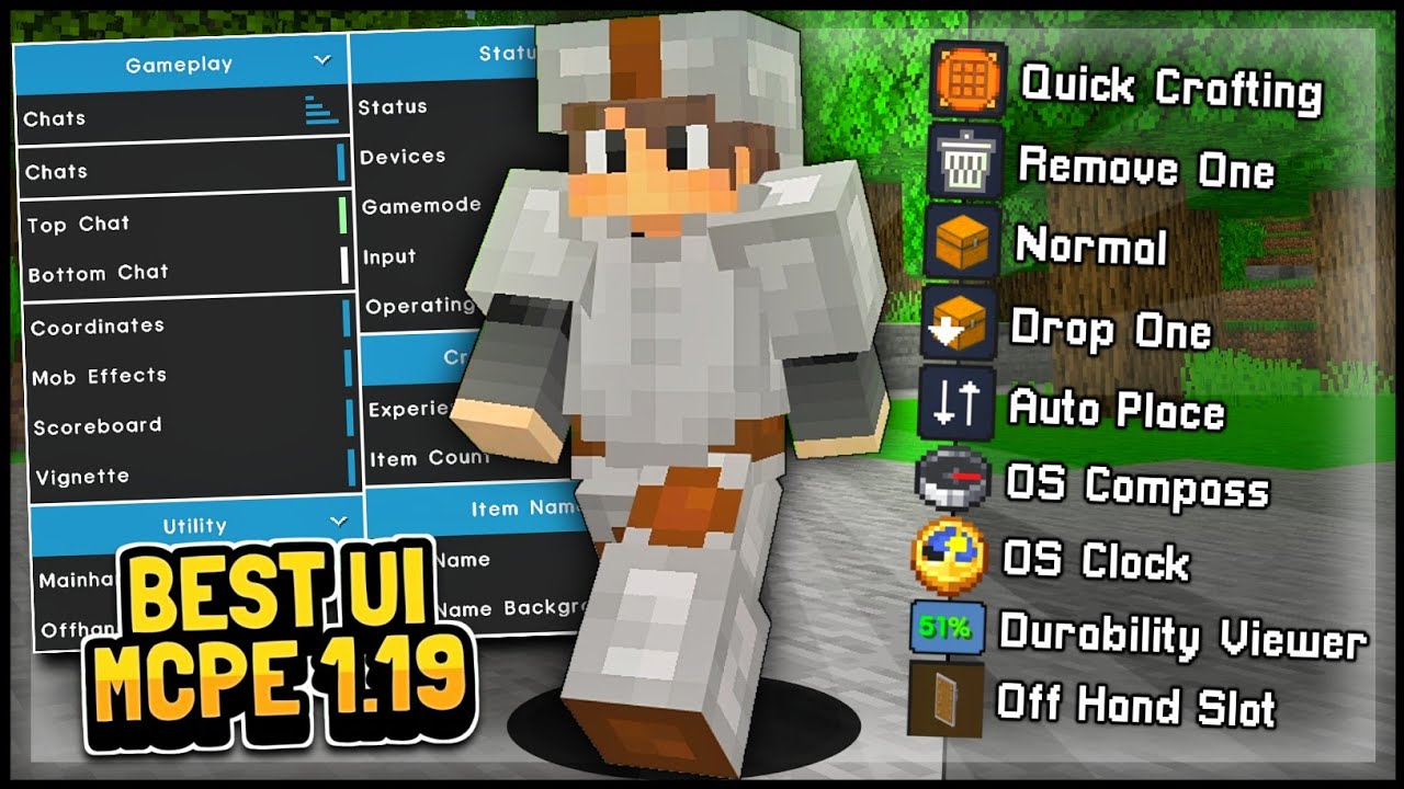 UI Terbaik Mcpe MEMUDAHKAN SURVIVAL & BANYAK FITUR | Mcpe/W10 1.18 - 1.19!