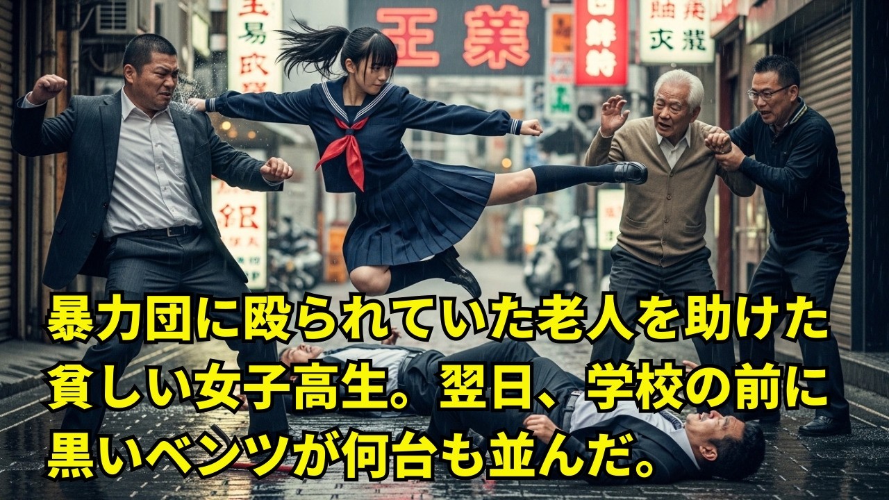 暴力団に殴られていた老人を助けた貧しい女子高生。翌日、学校の前に黒いベンツが何台も並んだ。- 人生の物語｜心に響く感動ストーリー