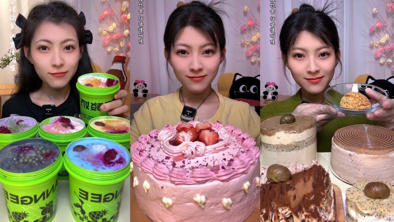 ASMR] Dessert Mukbang🎂🍦🍰🍮 (Creamy Crepe Cakes) 디저트 먹방 |Eating Sounds#cake #asmrcake #asmrcake