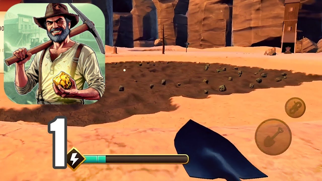 Wild West Miner Gold Rush - Gameplay Walkthrough Part 1 - Tutorial (Android, iOS)