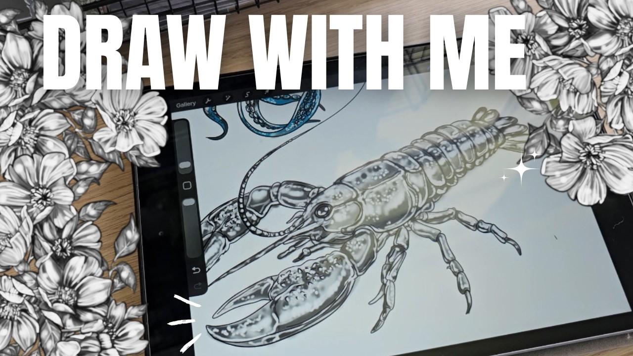 Draw With Me | Lobster Illustration Process | Relaxing Art