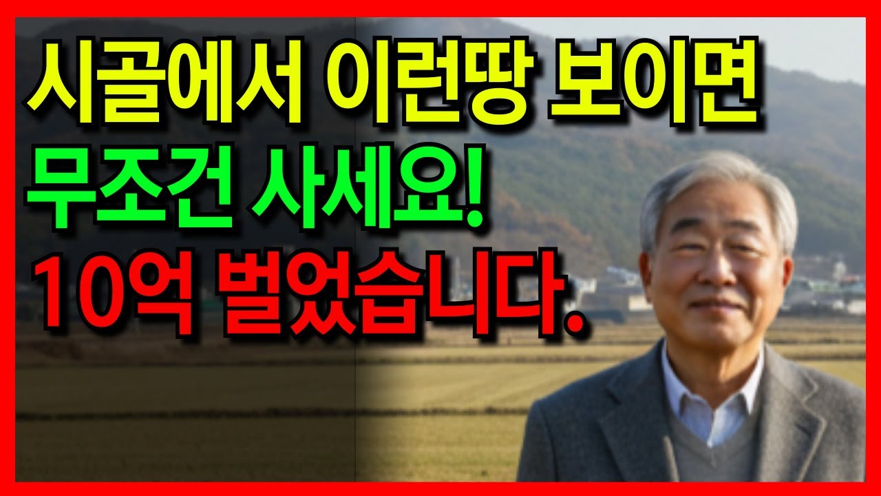 《노후 자금 사연》 시골 토지 투자 성공 사연. 딱 2가지만 기억하세요. l 투자 l 창업 l 부동산 l 재무설계 l 금융교육